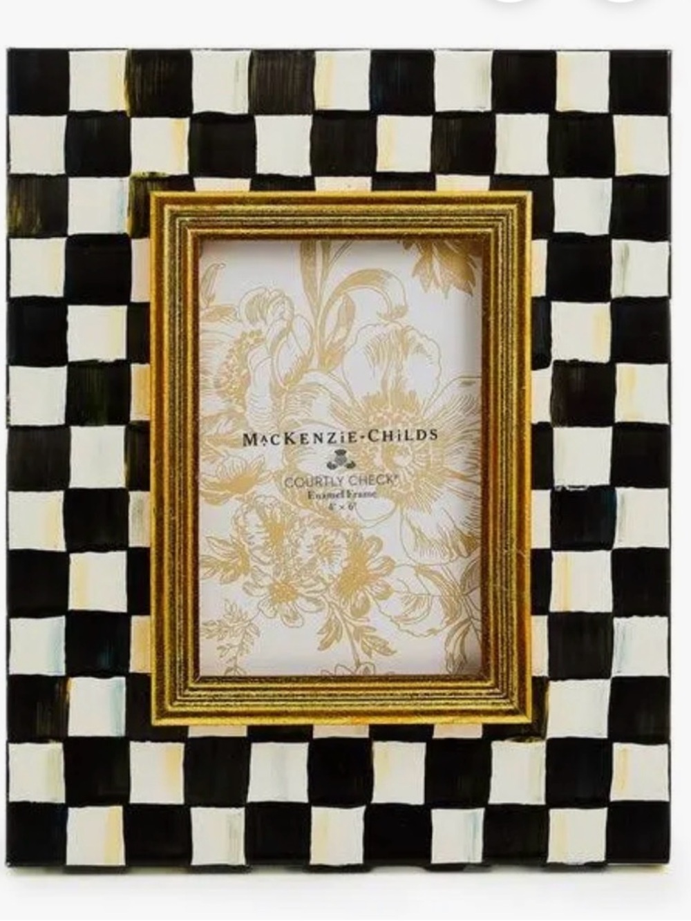 MacKenzie-Childs Black and White Courtly check 5 by 7 frame like new